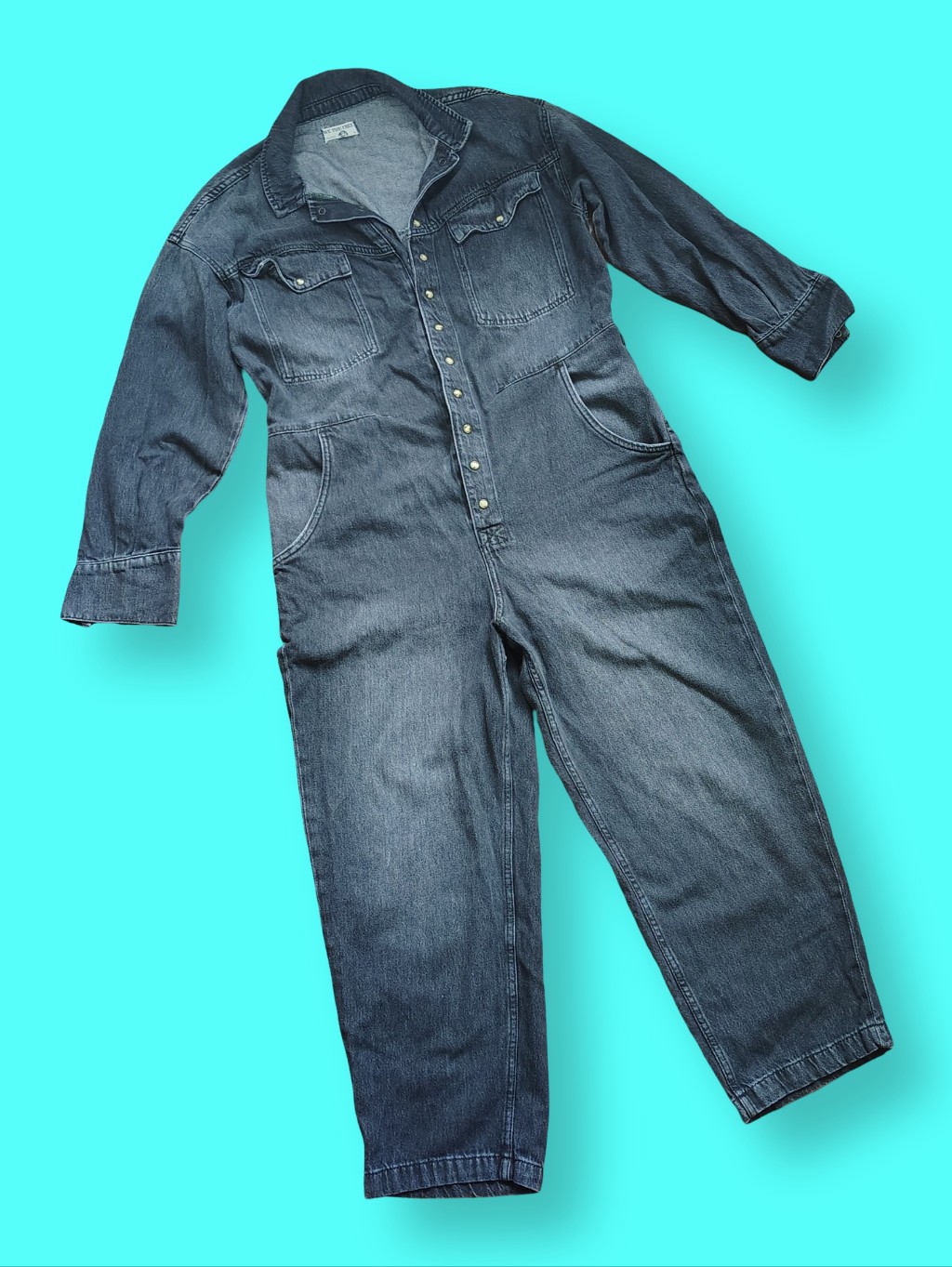 Free People We The Free Townes Jumpsuit Coverall Denim Sz Large Baggy One Piece